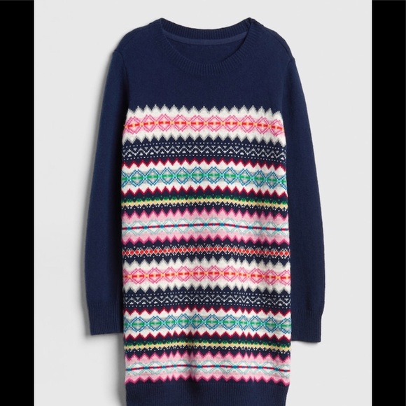 Gap Kids Multi Stripe Fair Isle Wool Sweater Dress
